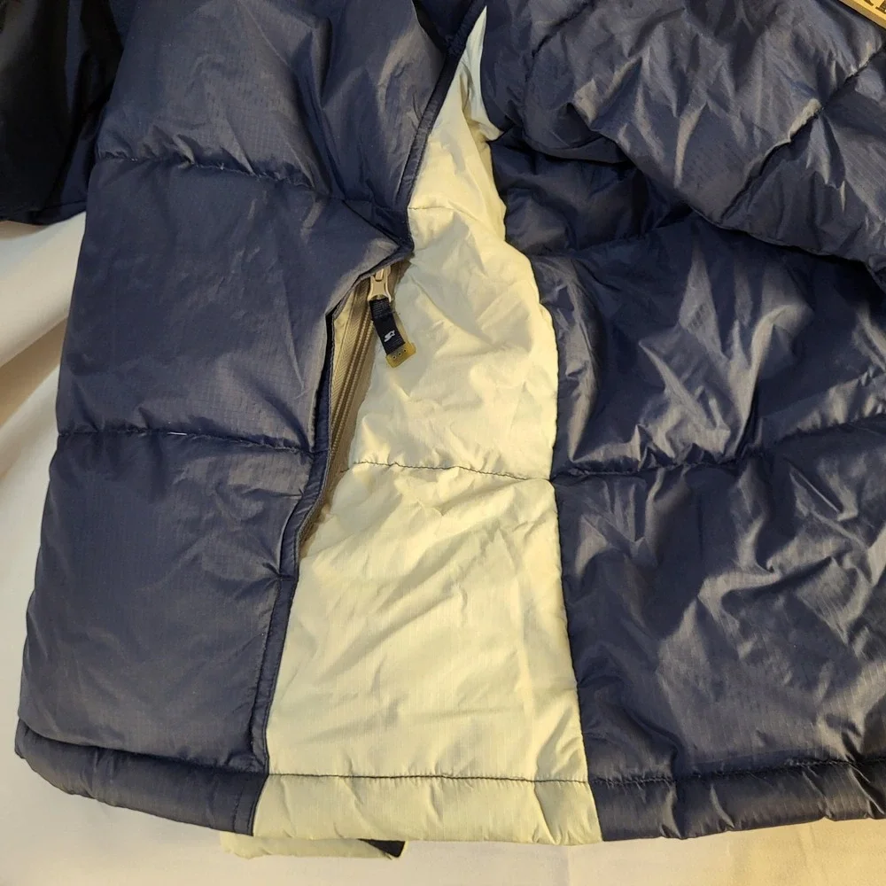 Vtg Starter Mens L Down Full Zip Winter Jacket Coat Navy White 2 Pockets